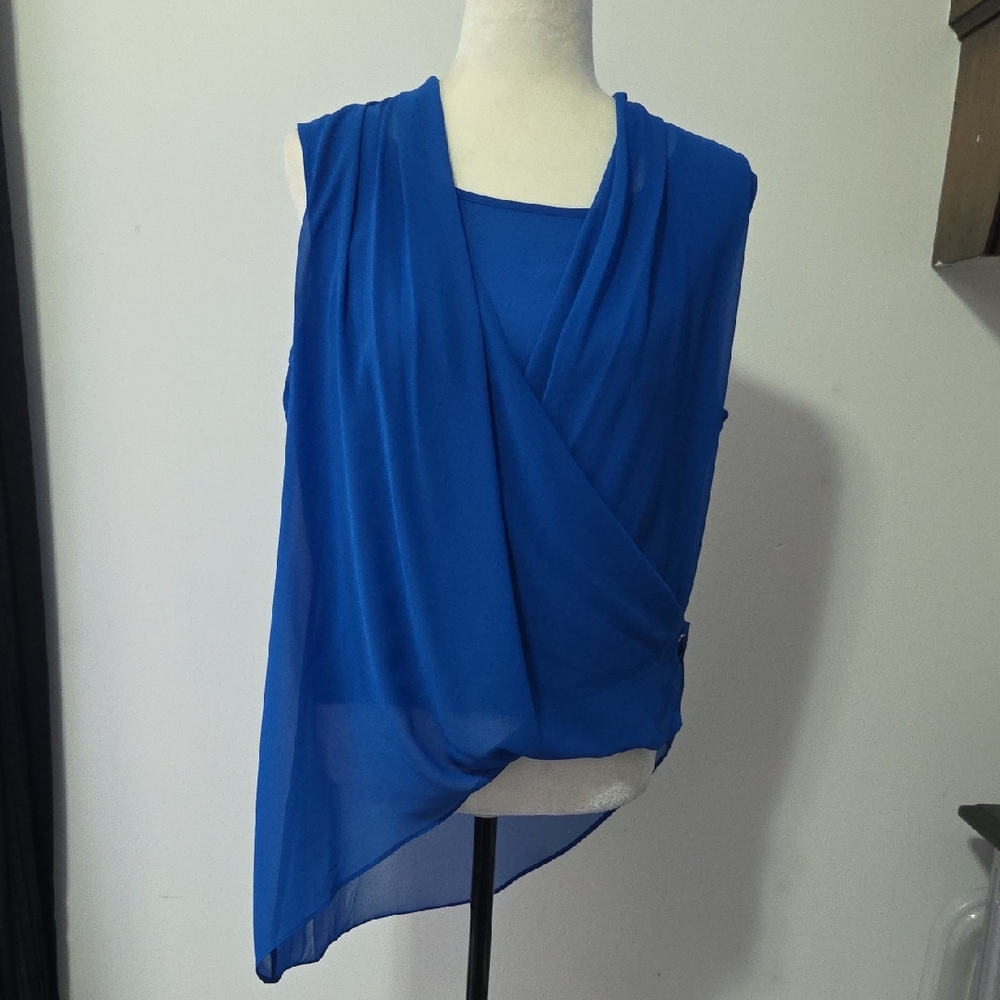 Alfani Blue Chiffon Sleeveless Top